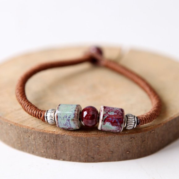 Ceramic Bead Charm Bracelet BOHO Bolo - Picture 5 of 8